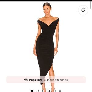 Revolve Norma Kamali Tara Side Drape Gown in Black XS